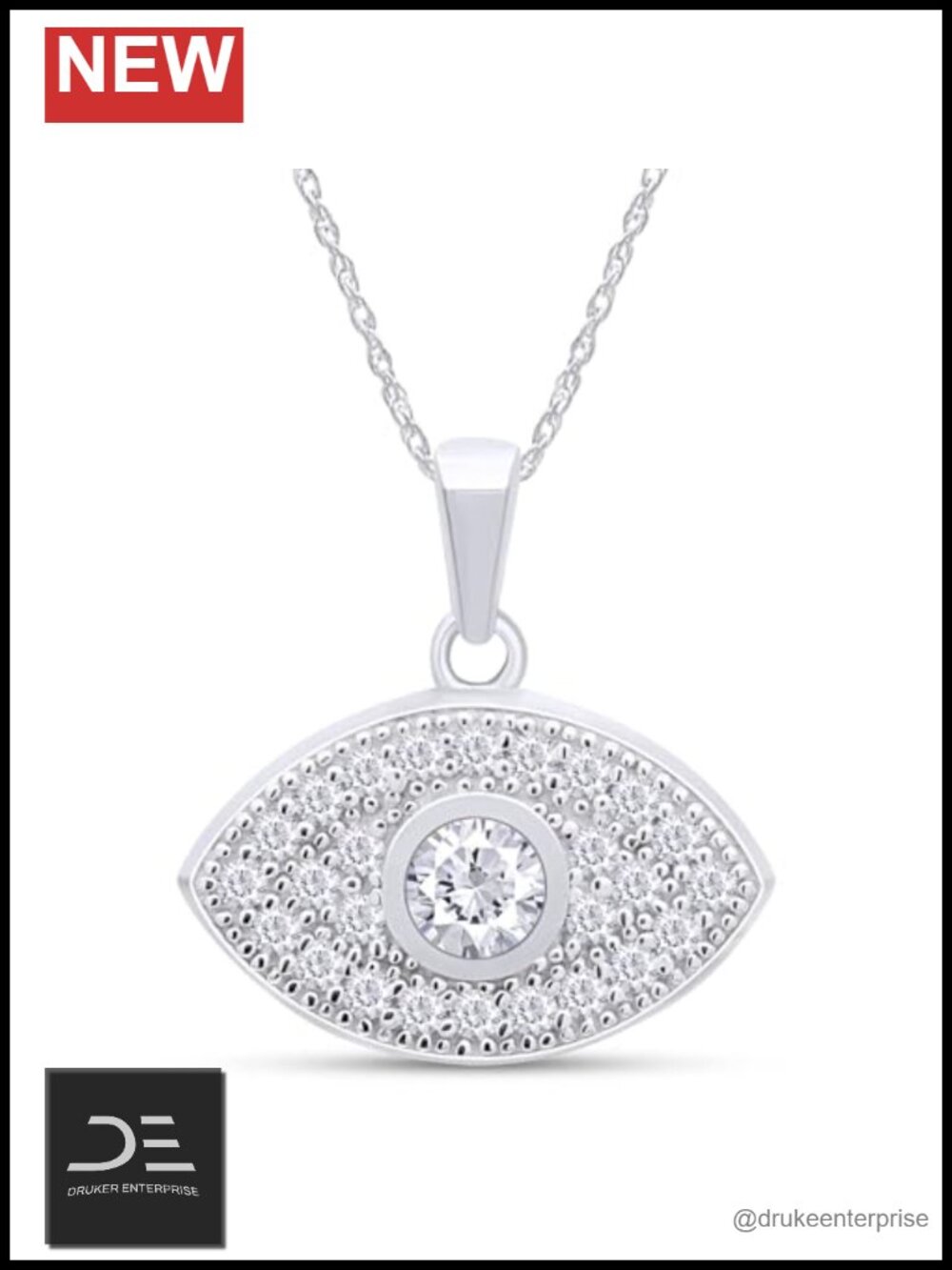 14k Gold Over Sterling Silver Evil Eye Cubic Zirconia Pendant Necklace 18" Chain